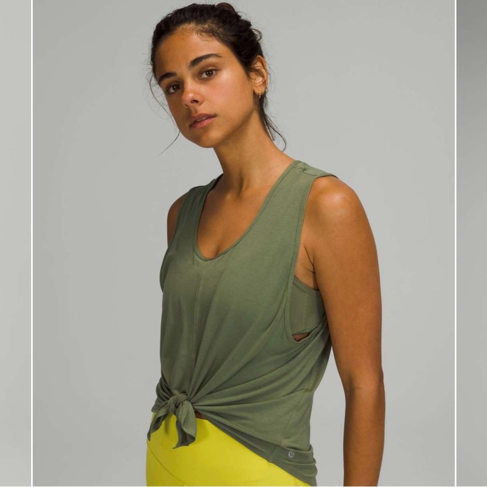 Lululemon Flow Y 2-in-1 Yoga Tank Green Twill
